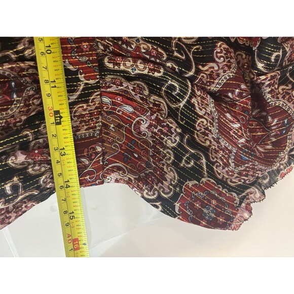 Kate Spade So Foxy Pleated Dress Silk Blend Red Metallic Medallion 6 boho Tierd - Picture 6 of 16